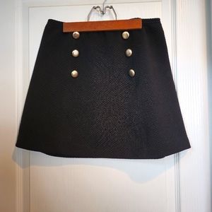 Kensie Black Mini Skirt with Gold Buttons